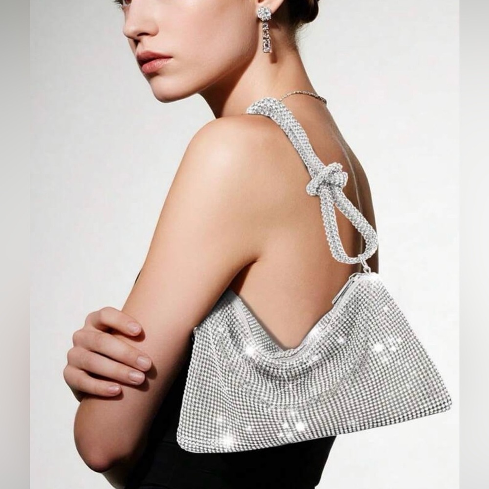 NEW Silver crystal rhinestone sparkly Women's Bag purse